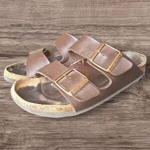 Birkenstock Arizona Brown Two Strap Buckle Slide Sandals Mens Womens
